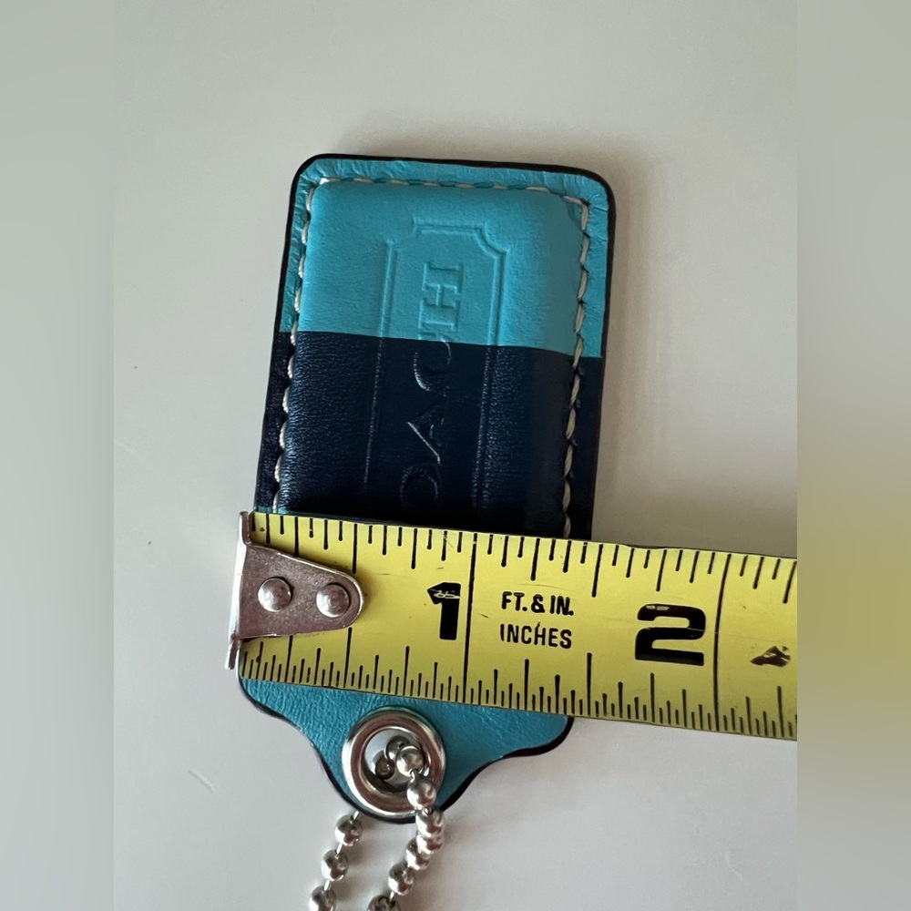 COACH Classic Blue Stripe Leather Bag Hang Tag Silver Hardware Rare! - Picture 3 of 9